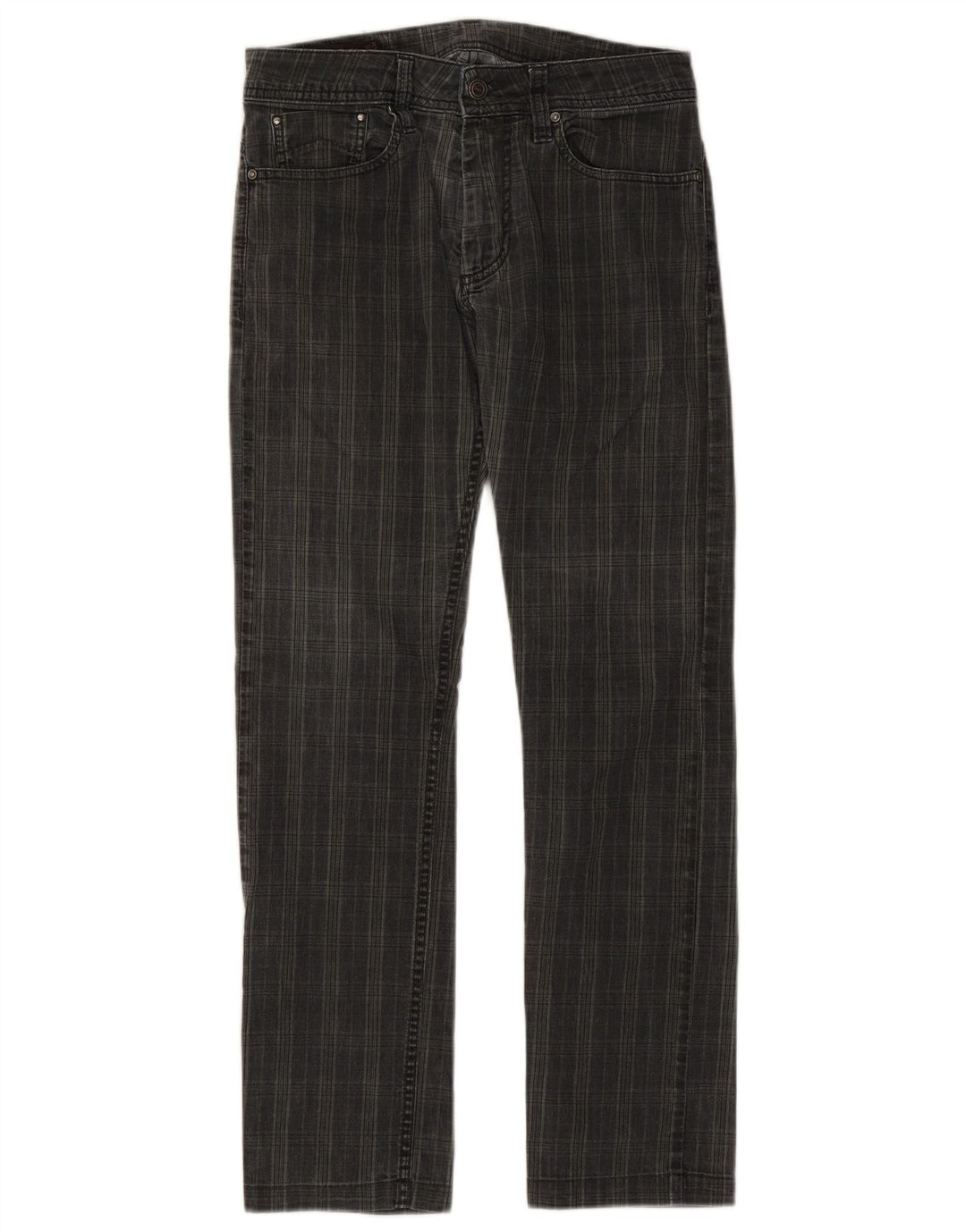 MARLBORO CLASSICS Pantalones casuales rectos para hombre W29 L29 Algodón a cuadros negros