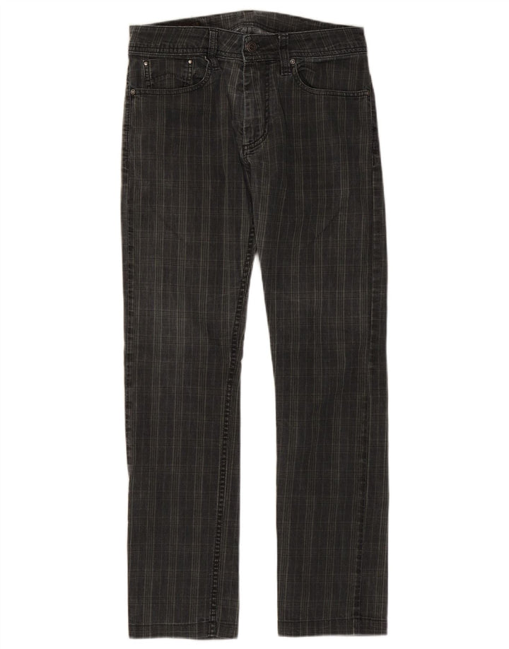 MARLBORO CLASSICS Pantalones casuales rectos para hombre W29 L29 Algodón a cuadros negros