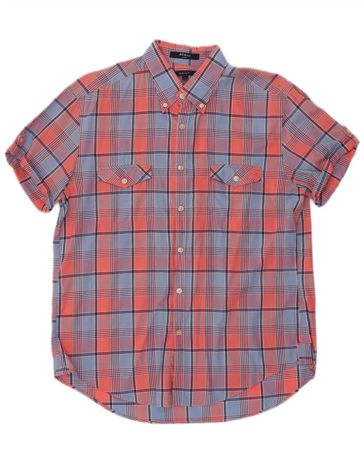 Gant Camisa de manga corta E-Z Fit de algodón a cuadros multicolor grande para hombre