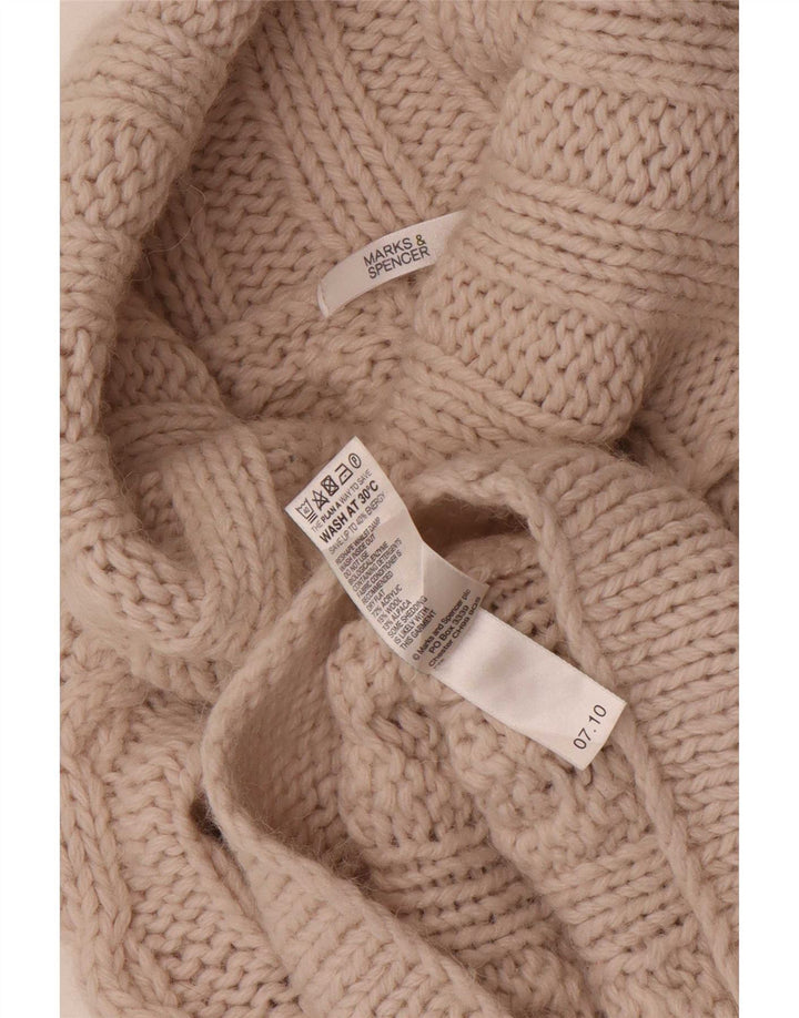 Marks & Spencer Suéter con cuello vuelto para mujer UK 10 Small Beige Acrílico