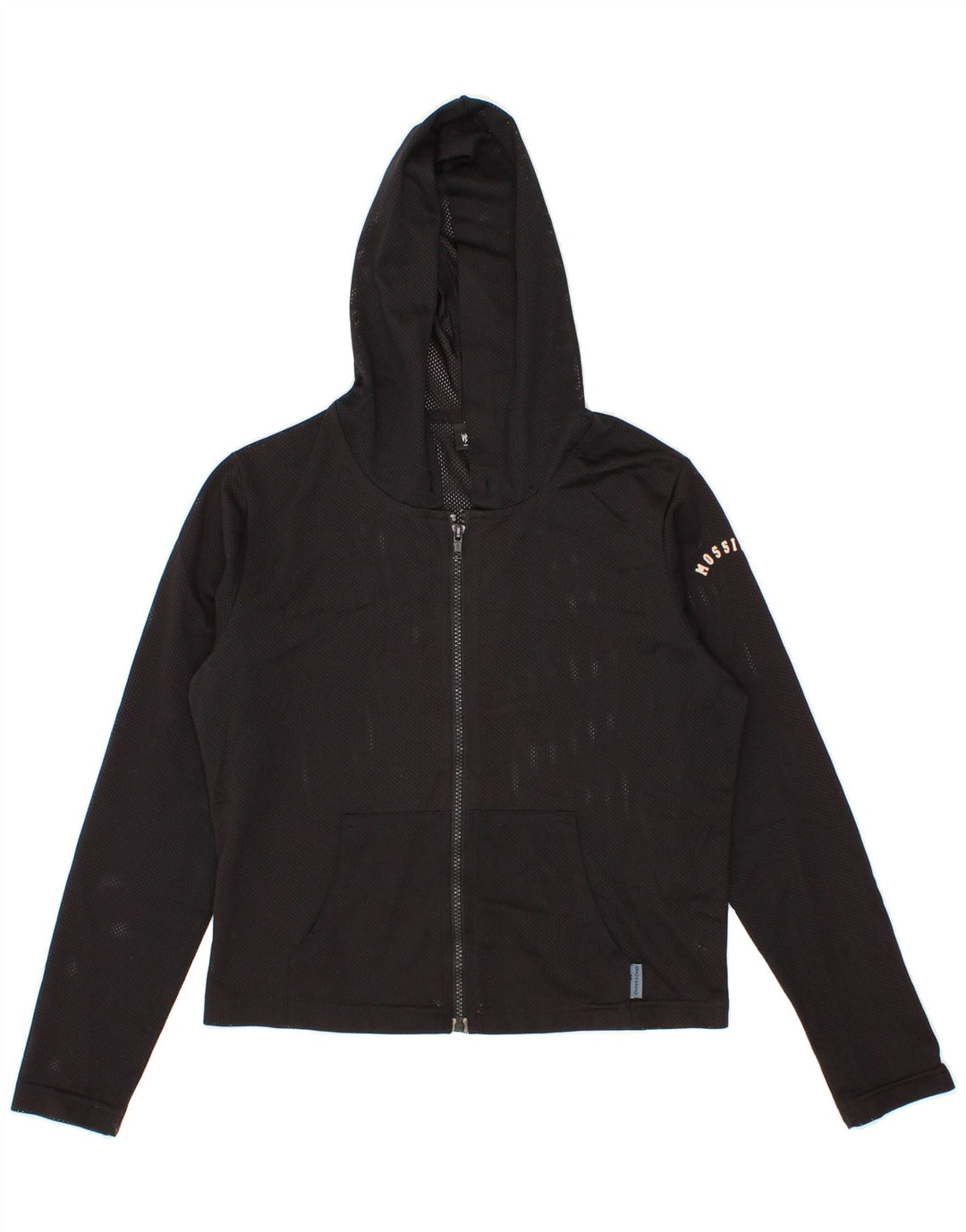 MOSSIMO Womens Crop Zip Hoodie Sweater UK 12 Medium Black Vintage Mossimo and Second-Hand Mossimo from Messina Hembry 