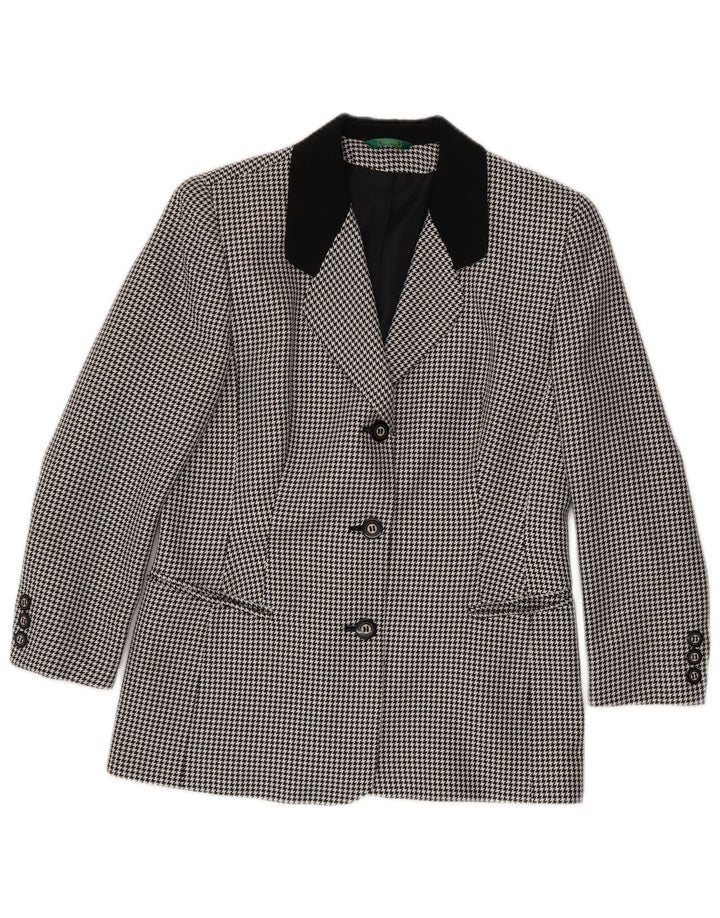 Canda Chaqueta tipo blazer de 3 botones para mujer UK 10 Small Black Houndstooth Poliéster