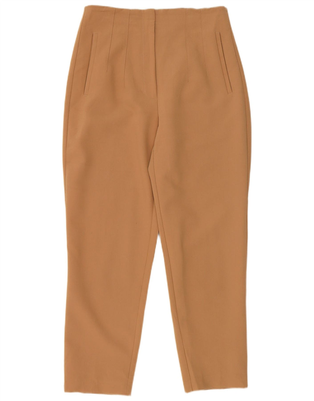 Zara Mujer Pantalón Cropped Slim Medium W28 L26 Poliéster Beige