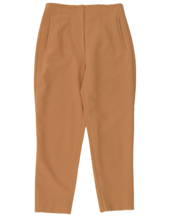 Zara Mujer Pantalón Cropped Slim Medium W28 L26 Poliéster Beige