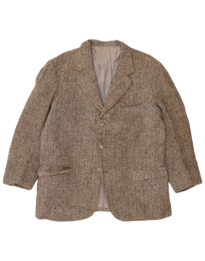 Harris Tweed Chaqueta tipo blazer de 3 botones para hombre UK 38 Gris medio Espiga
