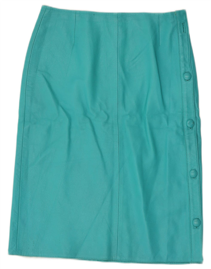 Falda de cuero vintage para mujer IT 44 Medio W28 Cuero turquesa
