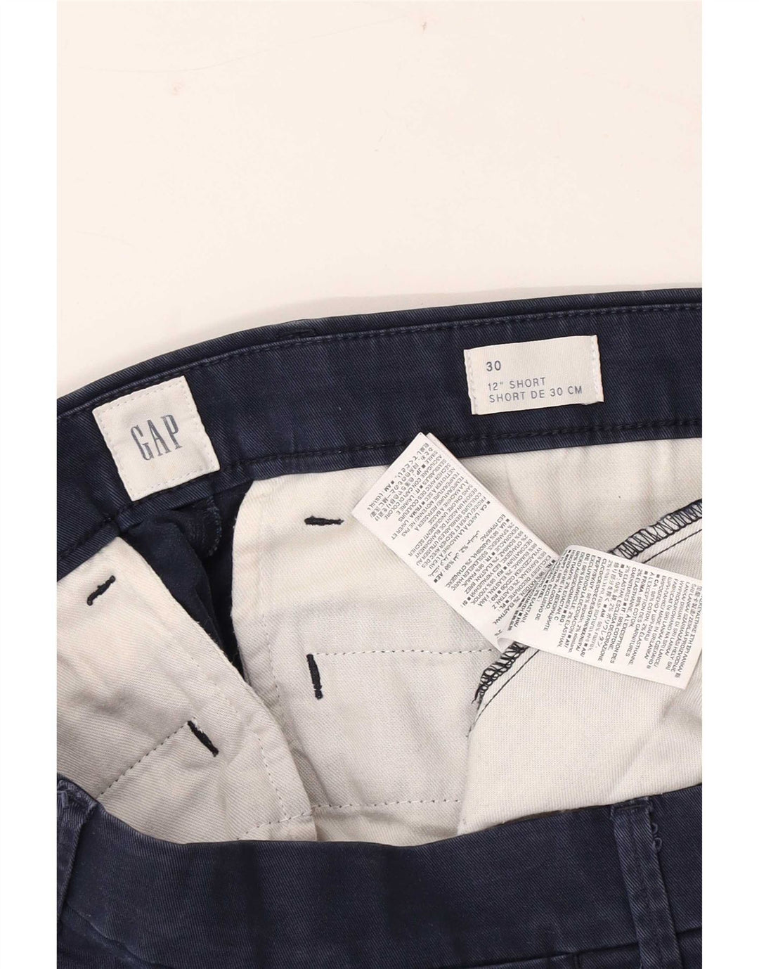 Pantalones cortos chinos Gap para hombre W30 Algodón azul marino mediano