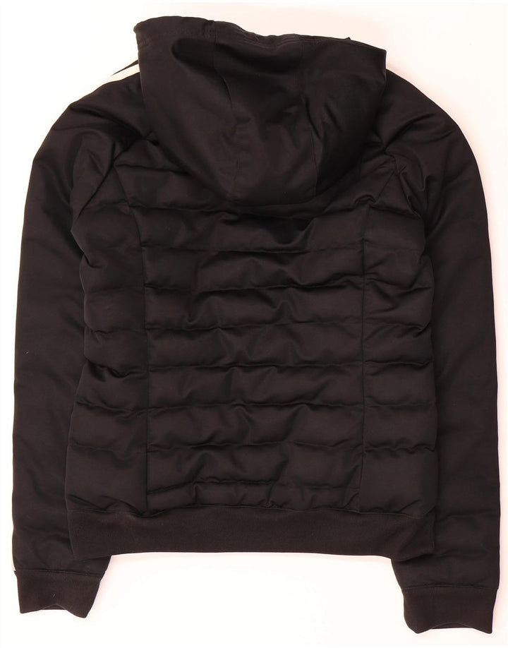 ADIDAS Chaqueta acolchada con capucha para mujer UK 12 Mediana Negro Poliéster