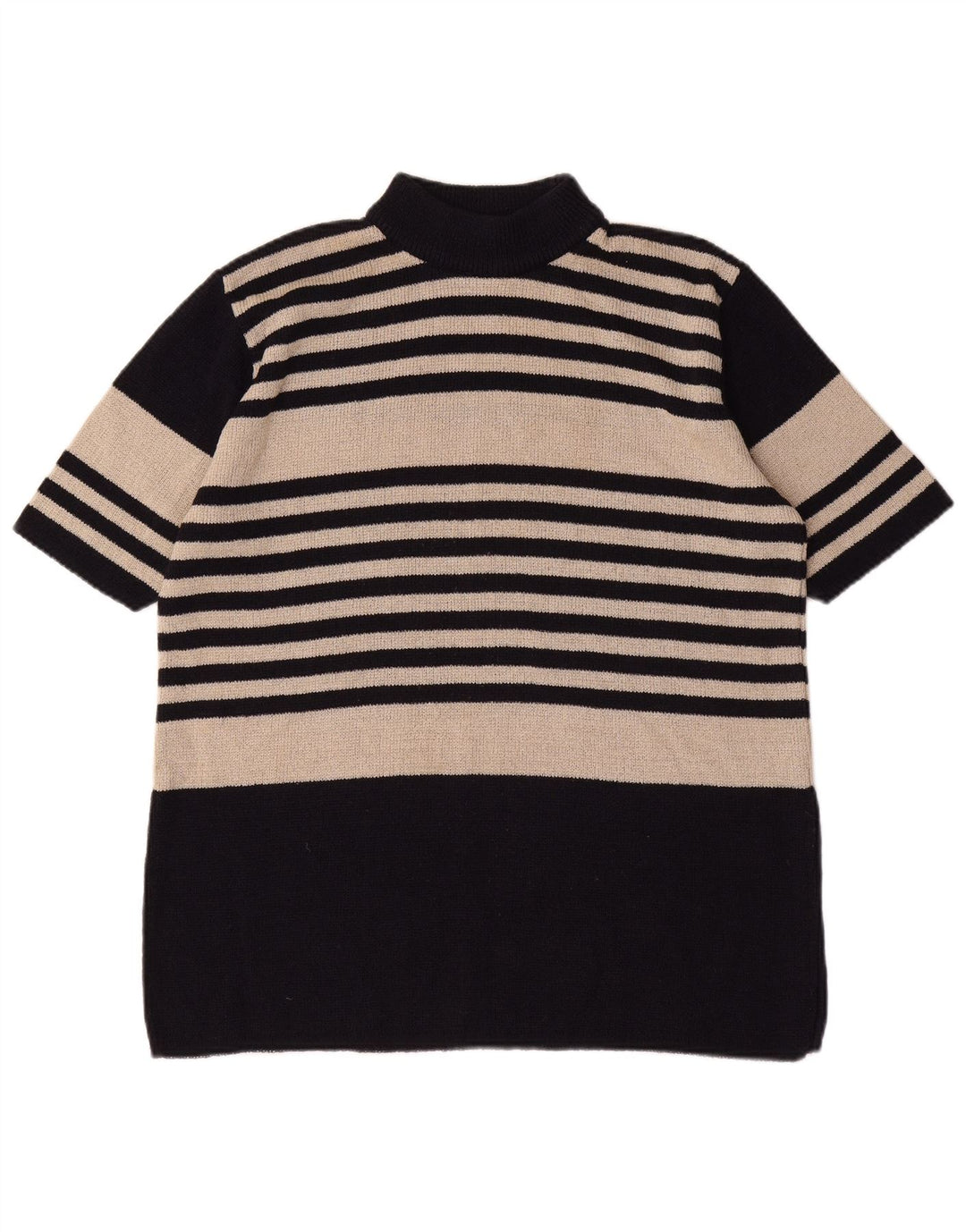 CALLE. BERNARD Suéter de cuello alto para mujer UK 40/40 Grande Negro Rayas