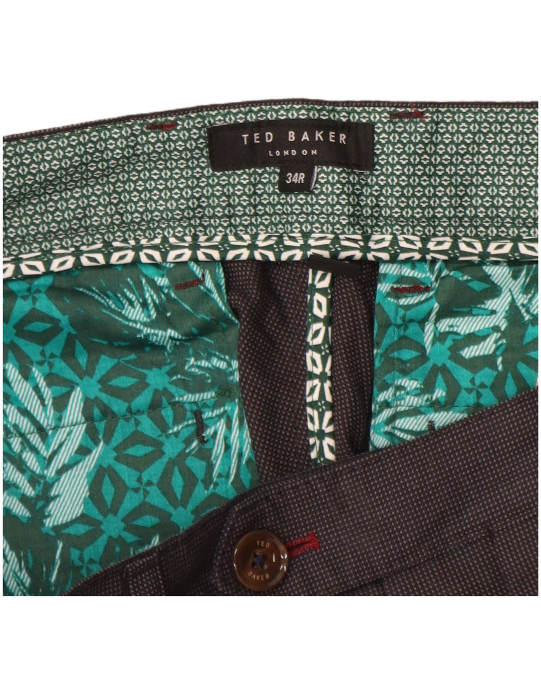 Pantalones de traje ajustados para hombre de Ted Baker W34 L32 Algodón gris