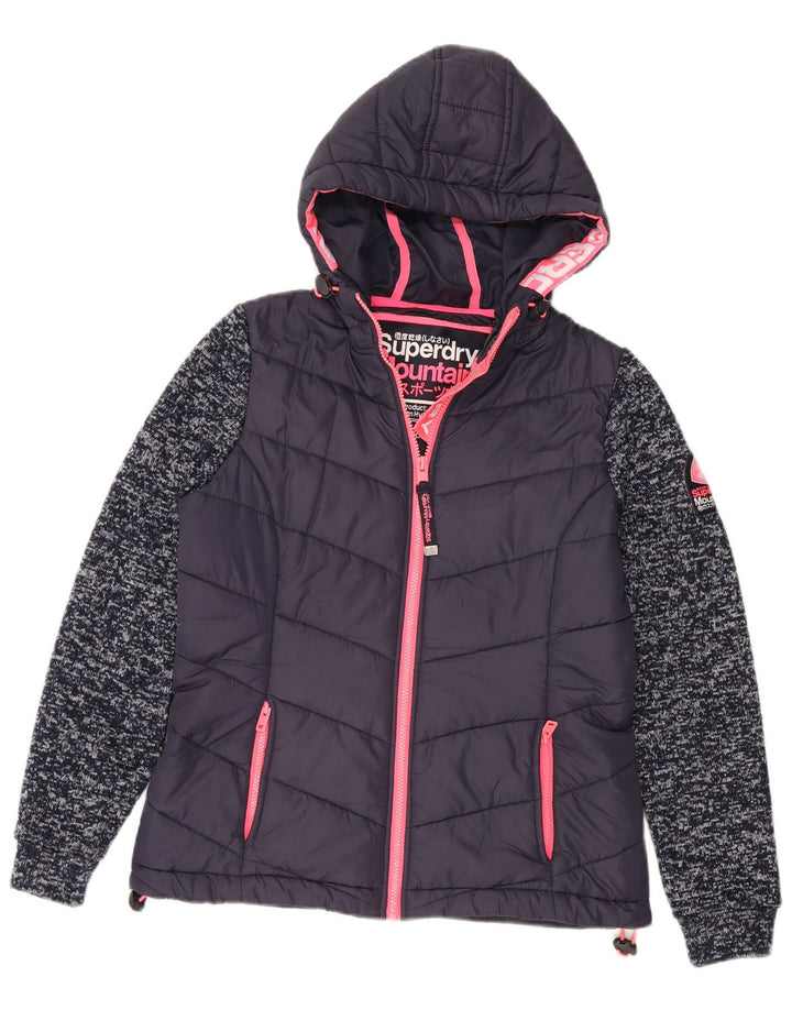 Superdry Chaqueta Acolchada Con Capucha Para Mujer UK 40 Mediana Azul Marino Moteada