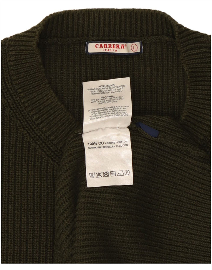 Carrera - Jersey de cuello redondo para hombre, talla grande, algodón caqui
