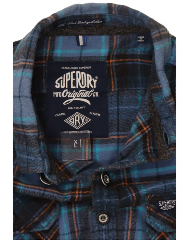 Superdry Camisa De Franela XL De Algodón A Cuadros Azul Marino