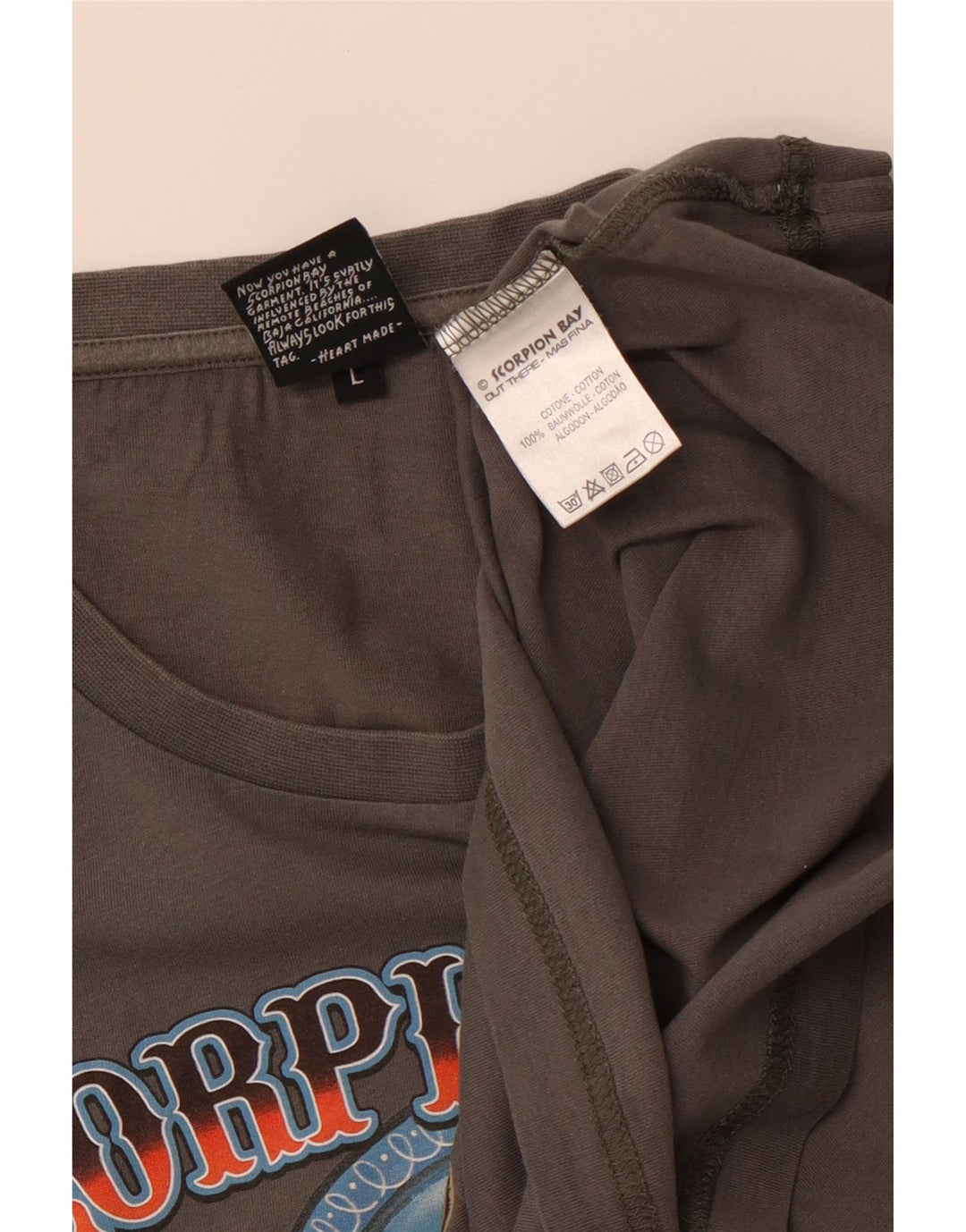 SCORPION BAY Camiseta gráfica para hombre Top grande de algodón gris