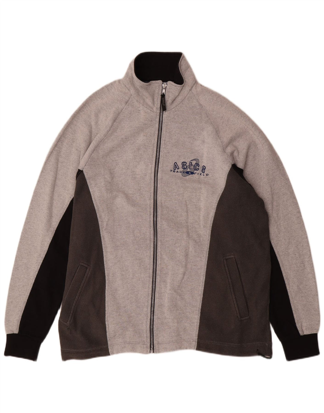 ASICS Chaqueta de chándal para hombre de algodón con bloques de color gris grande