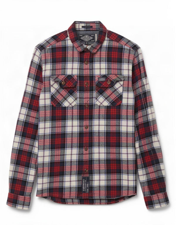 Superdry Camisa De Franela De Corte Clásico De Algodón A Cuadros Azul Marino Pequeño