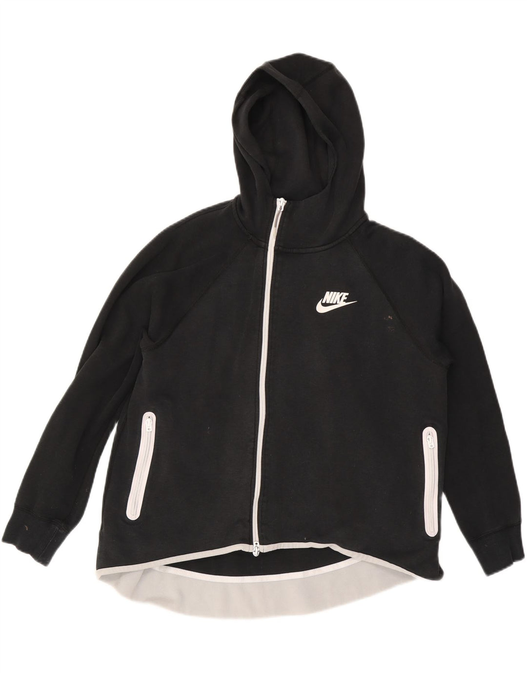 NIKE Sudadera con capucha y cremallera para mujer UK 46 Grande Algodón negro