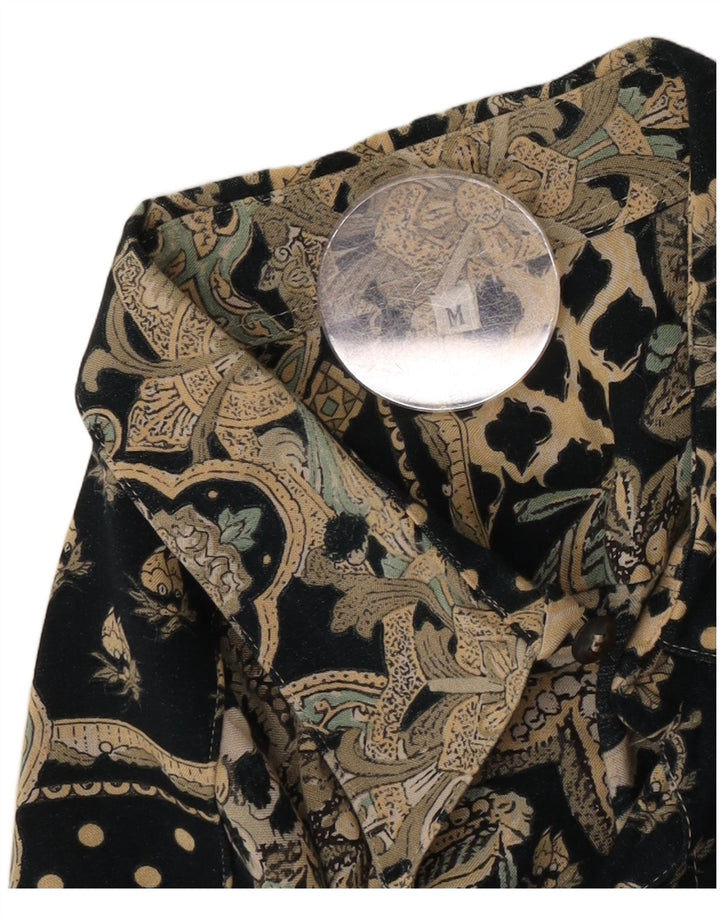 Vintage hombres camisa de manga corta medio verde floral