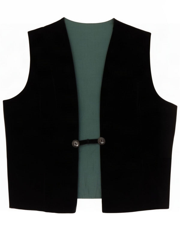 Chaleco de terciopelo vintage para mujer UK 18 XL Negro
