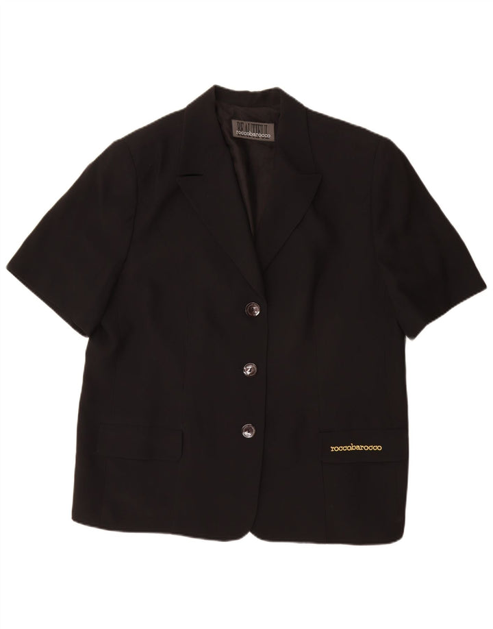 Roccobarocco Chaqueta Blazer de Manga Corta con 3 Botones para Mujer UK 25 4XL Negro