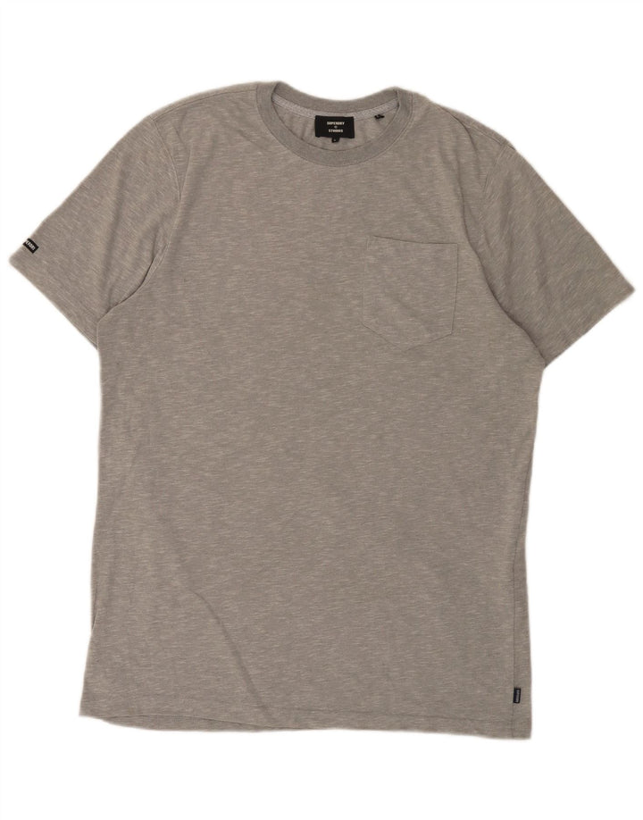 Superdry Camiseta para hombre Top grande de algodón moteado gris
