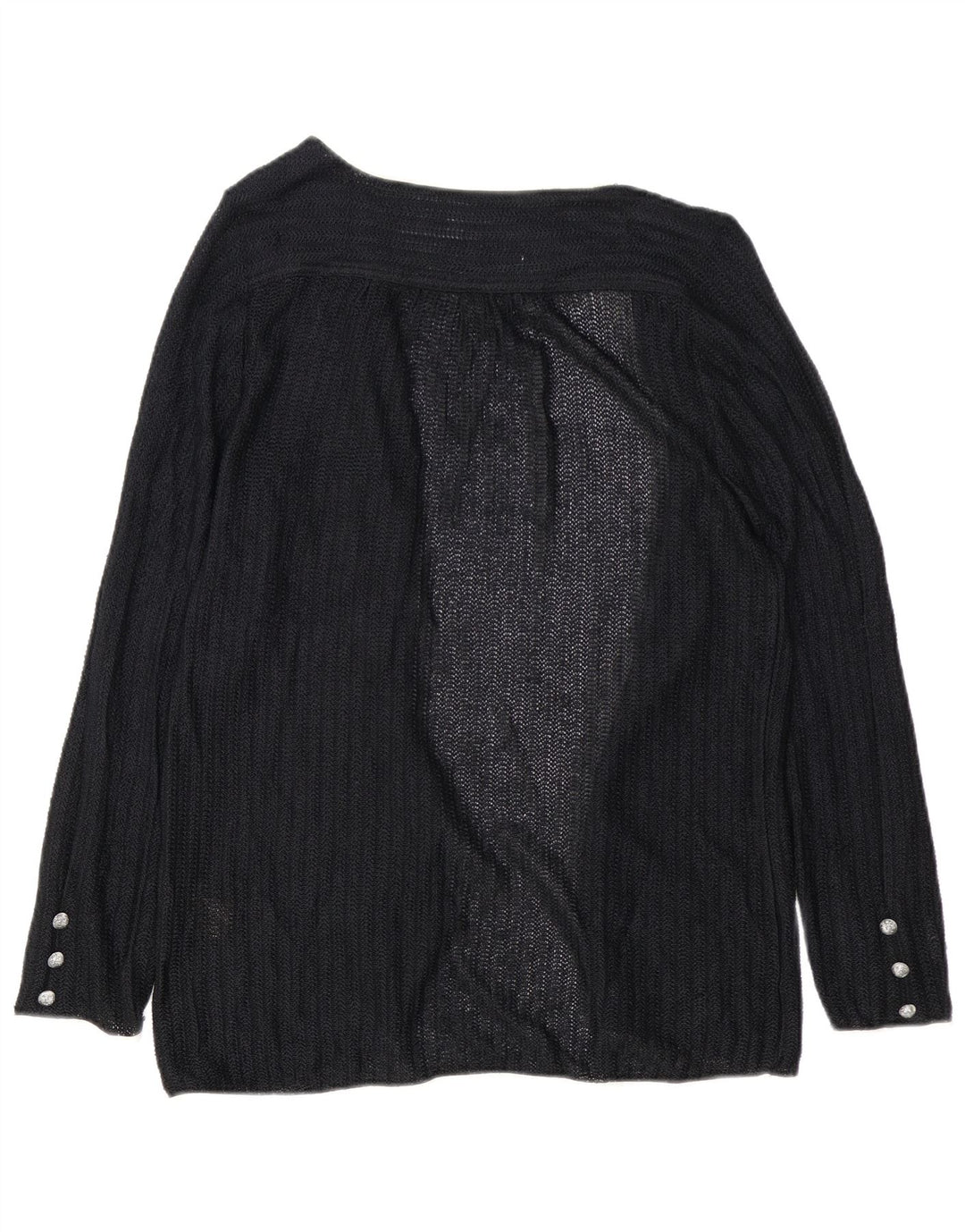 Vintage mujer abierto cardigan suéter EU 40 medio negro viscosa