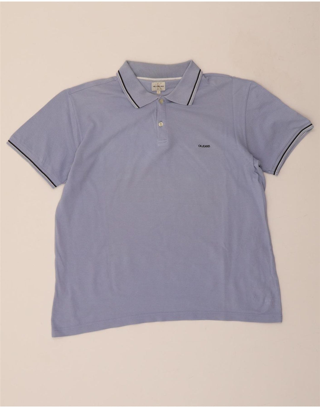 CALVIN KLEIN Mens Polo Shirt XL Blue Cotton Vintage Calvin Klein and Second-Hand Calvin Klein from Messina Hembry 