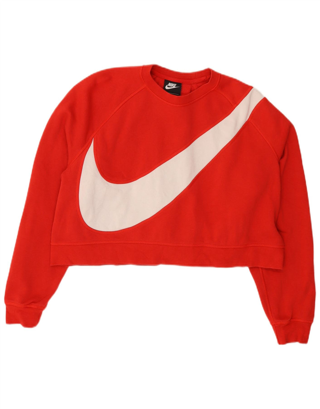 NIKE Mujer Oversize Crop Graphic Sudadera Jumper UK 40 Grande Rojo