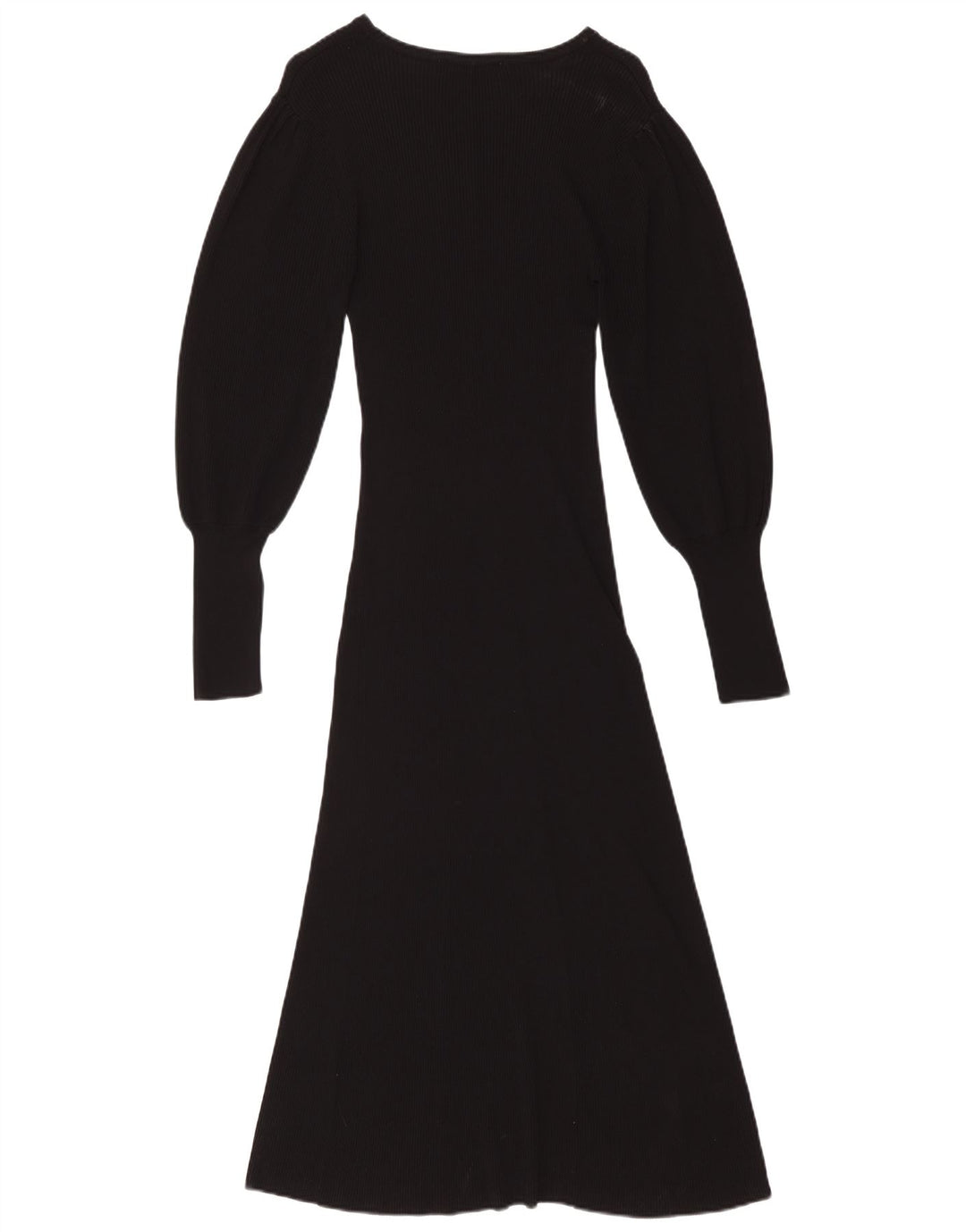 ZARA Vestido largo de manga larga para mujer UK 42 Medium Viscosa negra