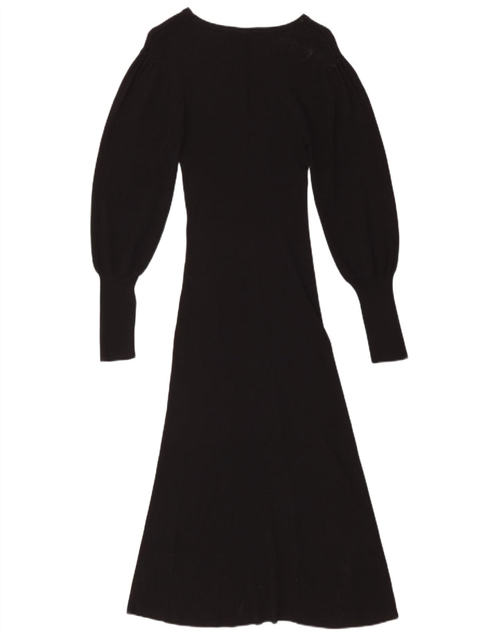 ZARA Vestido largo de manga larga para mujer UK 42 Medium Viscosa negra
