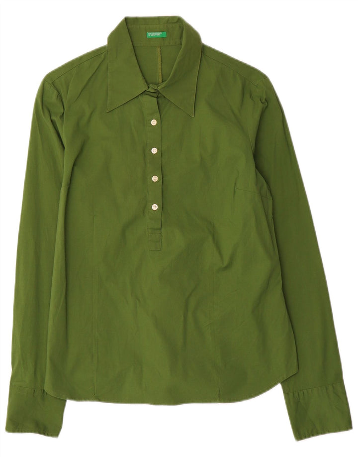 Camisa tipo pulóver Benetton Mujer UK 42 Algodón verde medio
