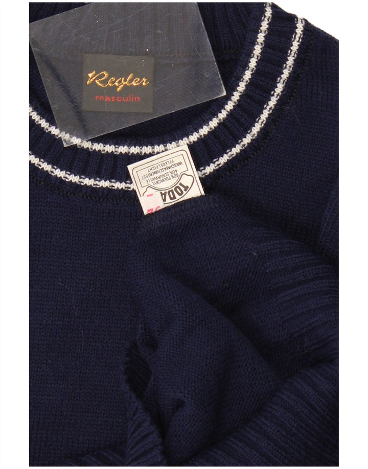 VINTAGE Jersey de cuello redondo para hombre IT 52 Poliacrílico azul marino grande