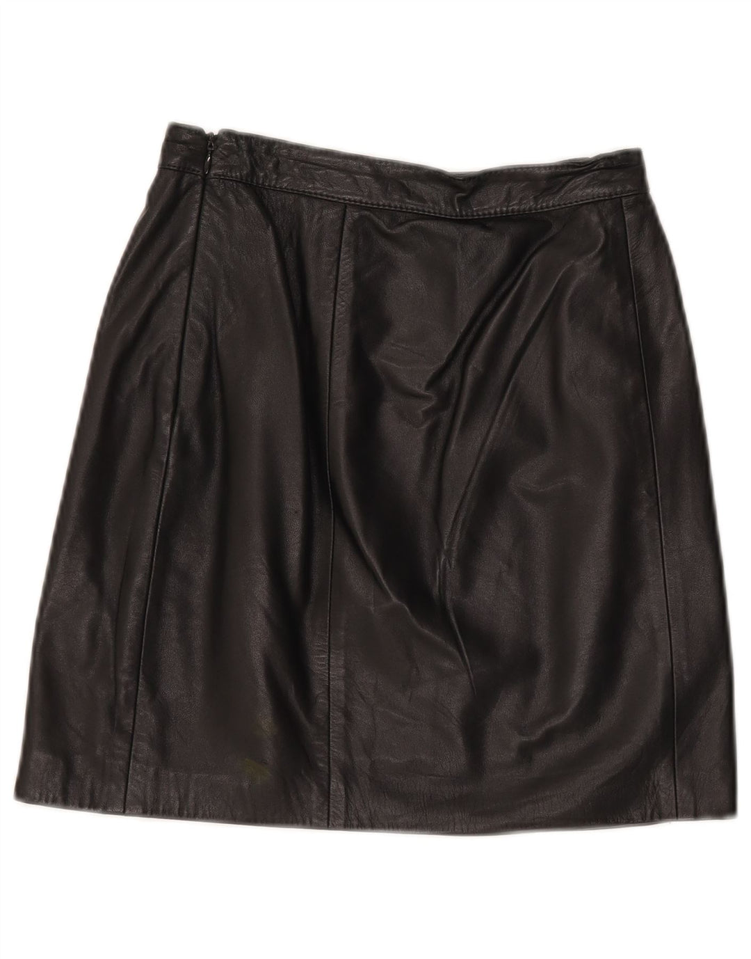 Vintage mujer mini falda de cuero W24 XS negro