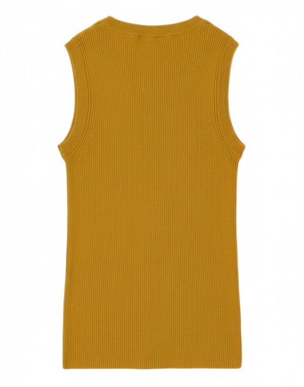 Marks & Spencer Camiseta sin mangas para mujer UK 12 Viscosa amarilla mediana