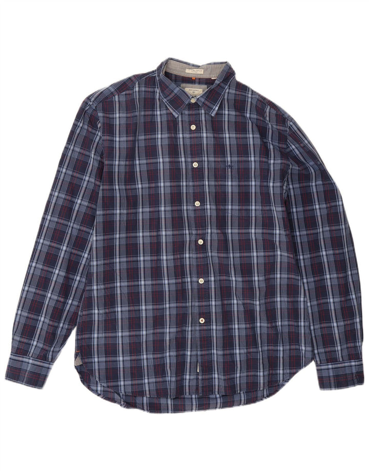 Camisa ajustada Dockers para hombre, talla grande, cuadros azul marino