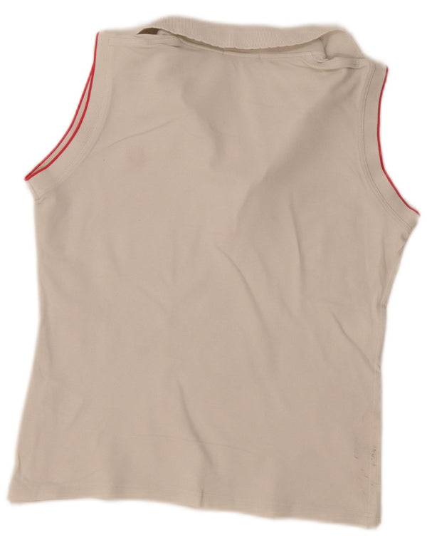 Fred Perry Polo Sin Mangas Para Mujer UK 42 Algodón Blanco Mediano