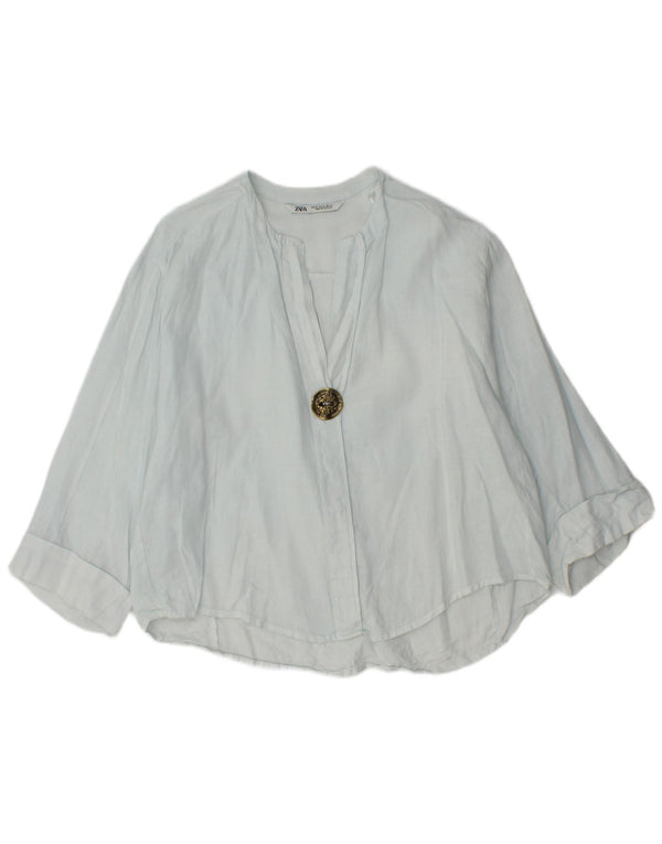 Zara Blusa extragrande de manga 3/4 para mujer UK 6 XS Azul
