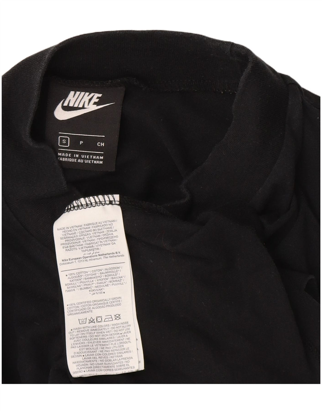 Nike - Camiseta de manga larga para mujer, talla 40, talla pequeña, algodón negro