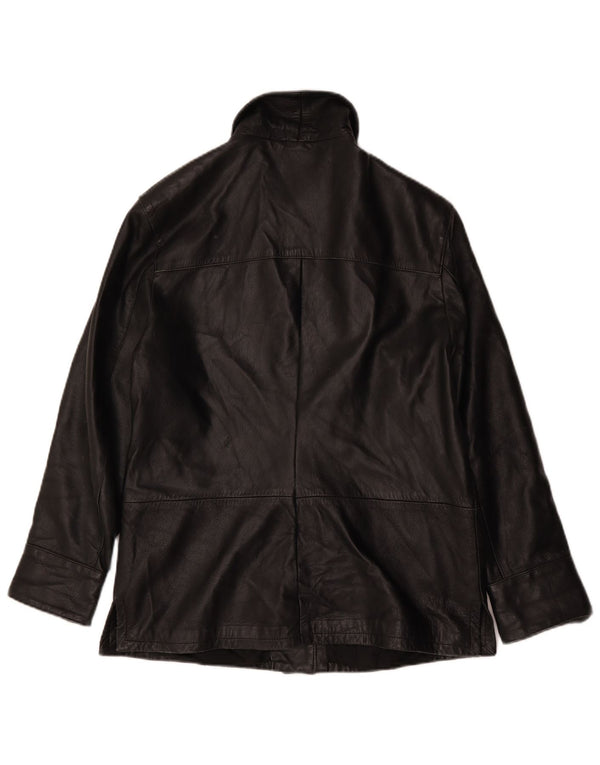 Chaqueta de cuero vintage para mujer IT 46 Grande Negro