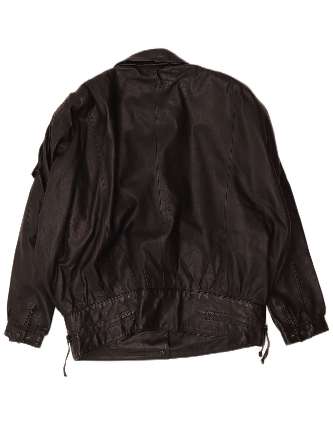 Vintage mujer chaqueta de cuero de gran tamaño EU 36 pequeño cuero negro