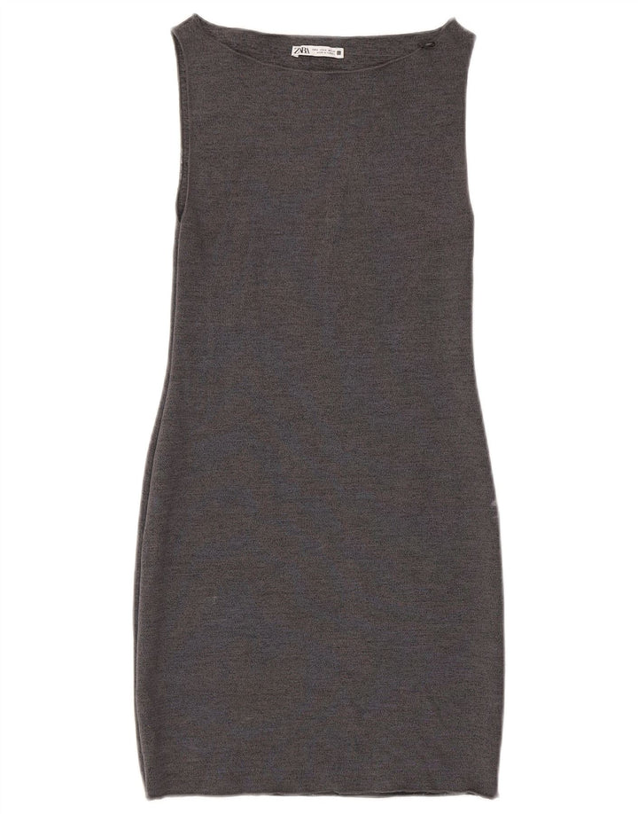 Zara Vestido tubo sin mangas para mujer UK 42 Viscosa gris medio