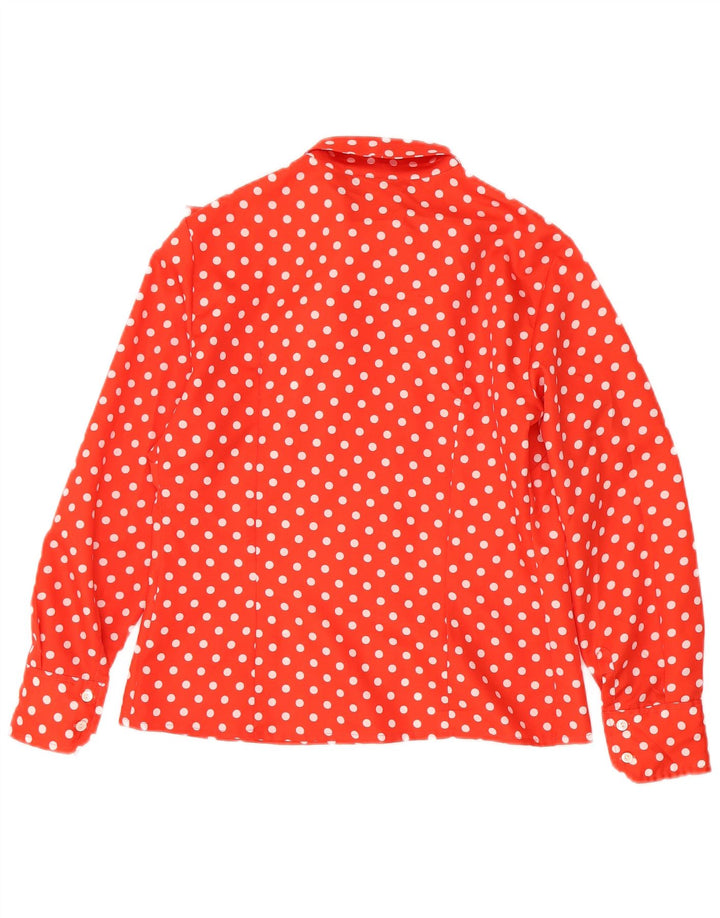 Vintage mujer frente corbata camisa blusa IT 48 XL lunares rojos