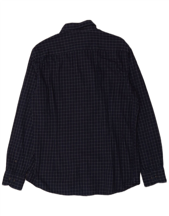 Massimo Dutti Camisa Franela Hombre XL Cuadros Azul Marino Algodón