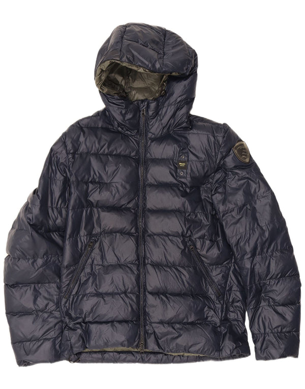Blauer Chaqueta acolchada con capucha para hombre UK 40 Large Poliamida azul marino