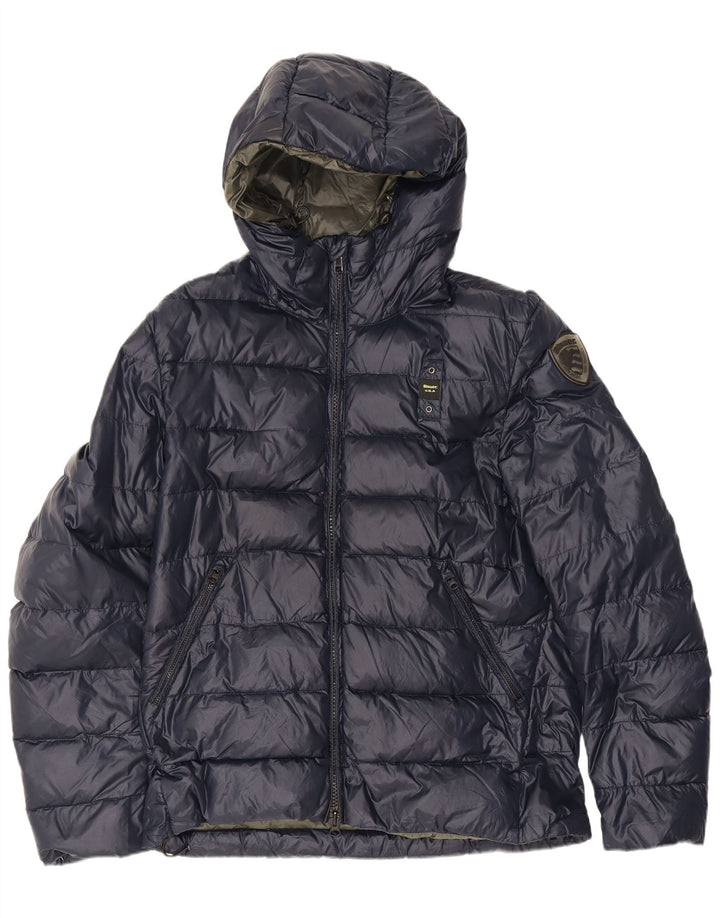 Blauer Chaqueta acolchada con capucha para hombre UK 40 Large Poliamida azul marino