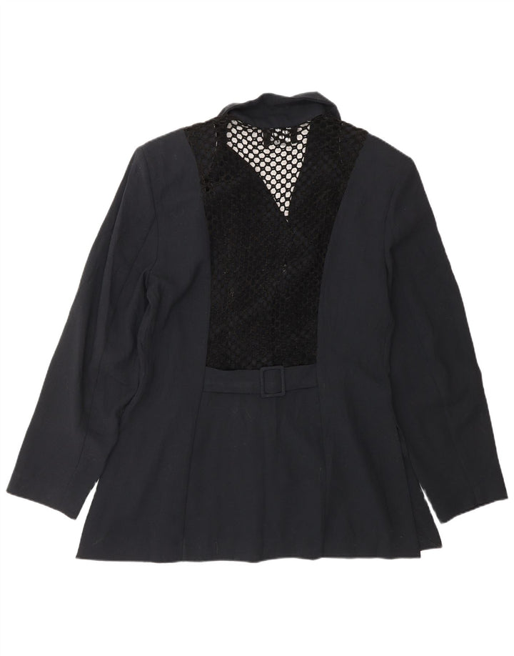 VINTAGE Chaqueta Blazer de 3 Botones para Mujer Reino Unido 14 Azul Marino Medio