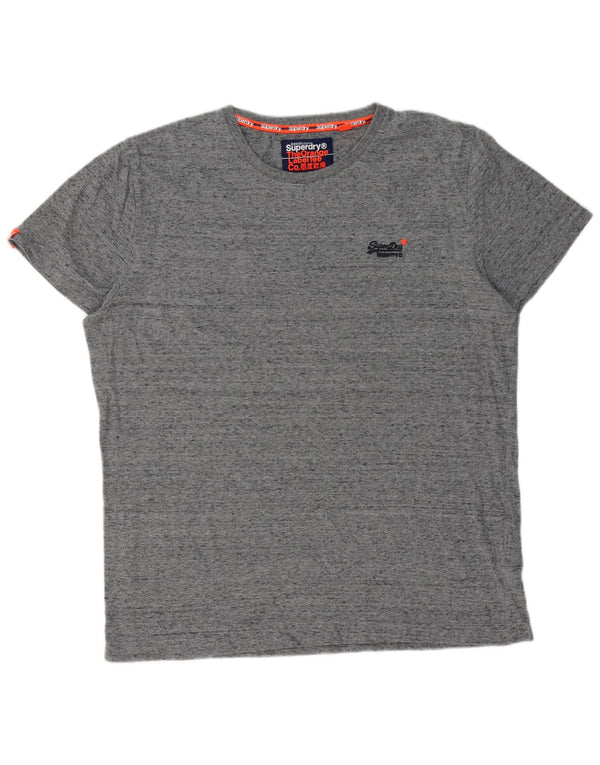 SUPERDRY Camiseta para hombre Top 2XL Algodón moteado gris