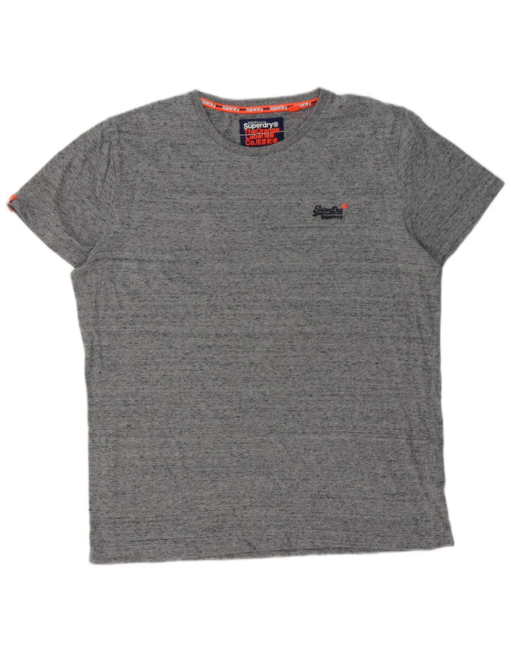 SUPERDRY Camiseta para hombre Top 2XL Algodón moteado gris