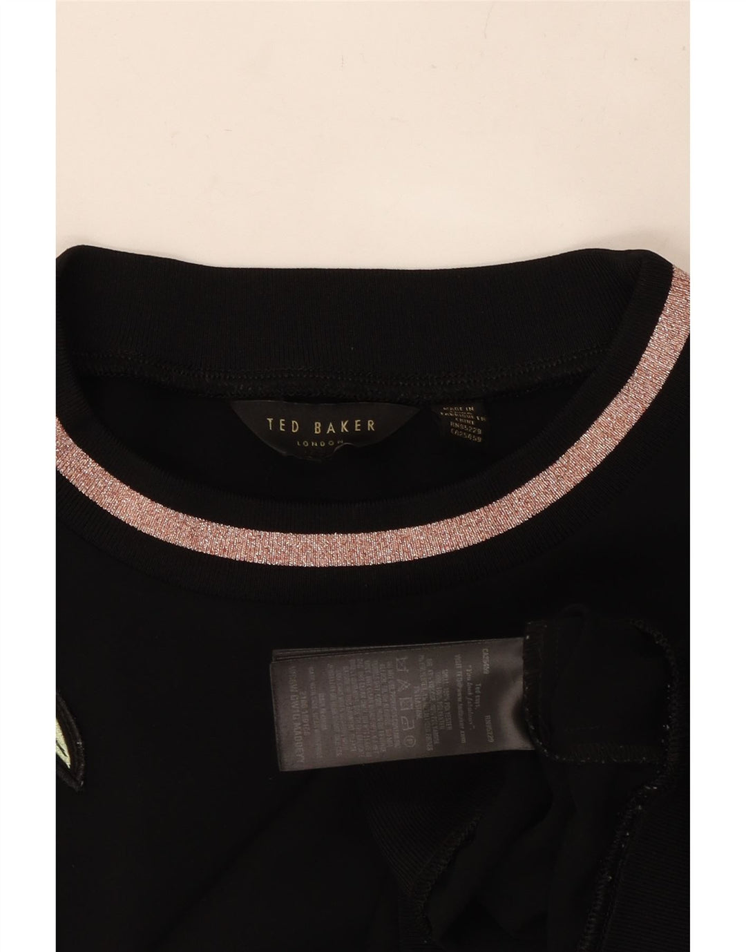 TED BAKER Sudadera para mujer Jumper UK 14 Mediano Negro Floral Poliéster