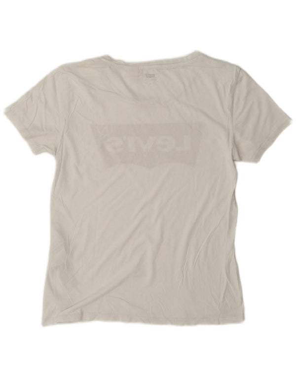 Levi's Camiseta gráfica para mujer Top UK 10 Small White Cotton